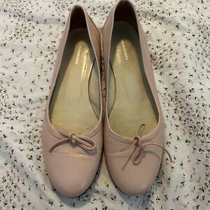 Burberry Pale Pink Leather Bow Ballet Flats
